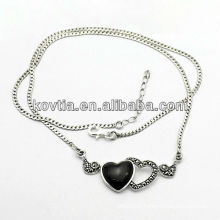 Hot sale heart shape jewelry antique 925 sterling silver necklace